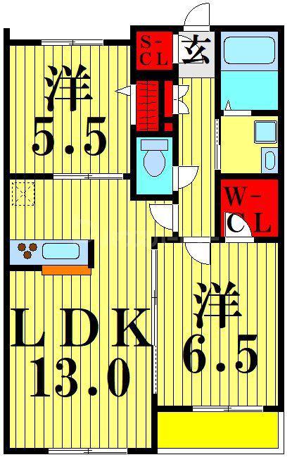 オブロン・ジ・エール(2LDK/1階)の間取り写真