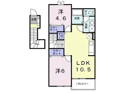 ラフィーネAYAA棟(2LDK/2階)の間取り写真