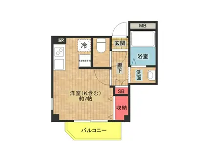 エムズコート(ワンルーム/2階)の間取り写真