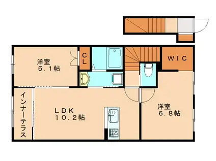 シャンピュール志免中央(2LDK/2階)の間取り写真