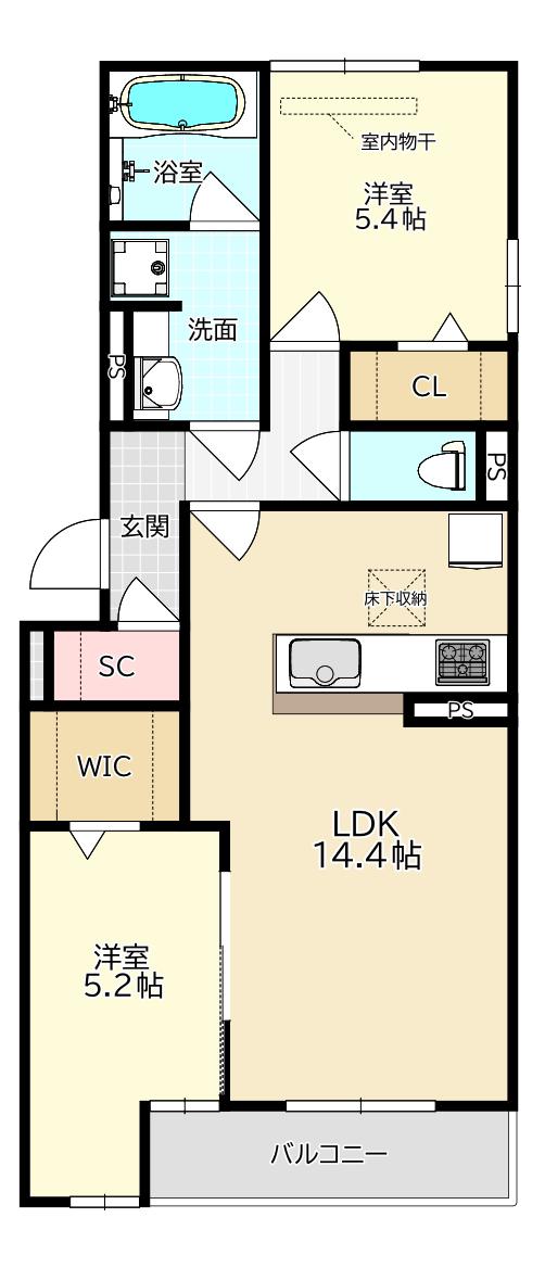 D-RESIDENCE南塚口(2LDK/1階)の間取り写真