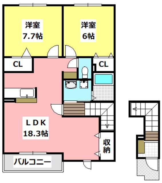 DU SUD MAISON(2LDK/2階)の間取り写真
