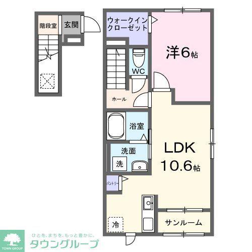 プルミエール富里A(1LDK/2階)の間取り写真
