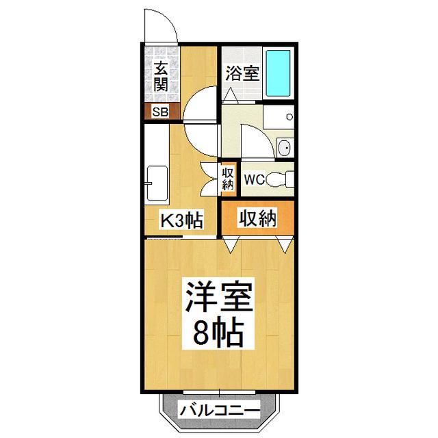 レジデンスヤマシチ C(1K/2階)の間取り写真