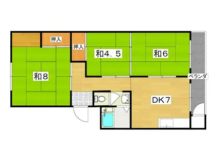 第一岸田マンション(3DK/3階)の間取り写真