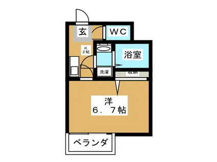 ラウンドエイト第3(1K/2階)の間取り写真