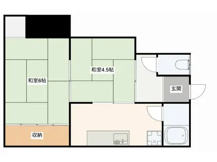 クレメアB棟(2K/1階)の間取り写真
