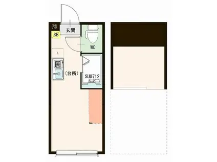 ハーモニーテラス東陽V(ワンルーム/1階)の間取り写真