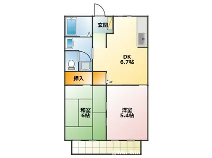 エクセルコート小鷹野(2DK/1階)の間取り写真