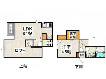 CB古賀ソフィア(1LDK/2階)の間取り写真