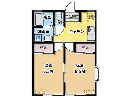 シーバードB(2K/1階)の間取り写真