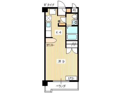 ヒルズスカイポートマンション(1K/3階)の間取り写真