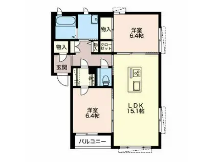 シャーメゾン笹口 202(2LDK/2階)の間取り写真
