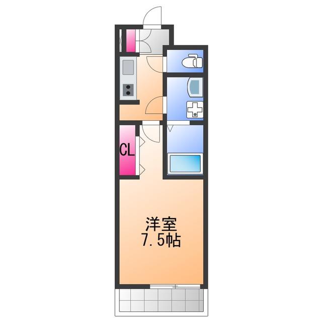 ゴールイン岸城(1K/1階)の間取り写真