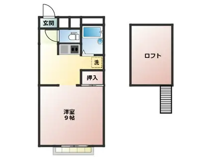 パレス中央(1K/2階)の間取り写真