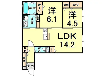 FLAT OUTZ(2LDK/1階)の間取り写真