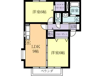 グランチェルト(2LDK/2階)の間取り写真