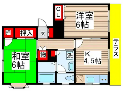 ガーデンタウン高山C棟(2K/1階)の間取り写真