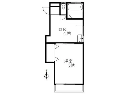フラット千歳(1K/1階)の間取り写真