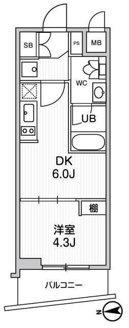 オルタナ中野(1DK/5階)の間取り写真