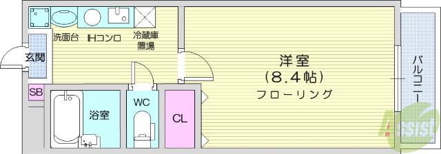 ロイヤル ヴュー(1K/2階)の間取り写真