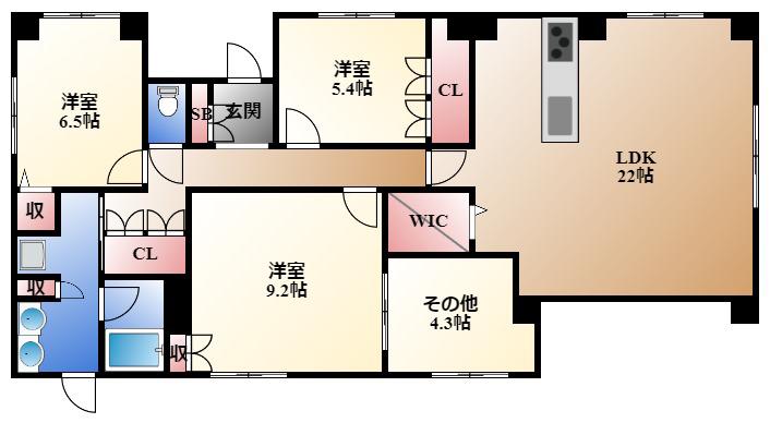 レザンドール東山元町(4LDK/1階)の間取り写真