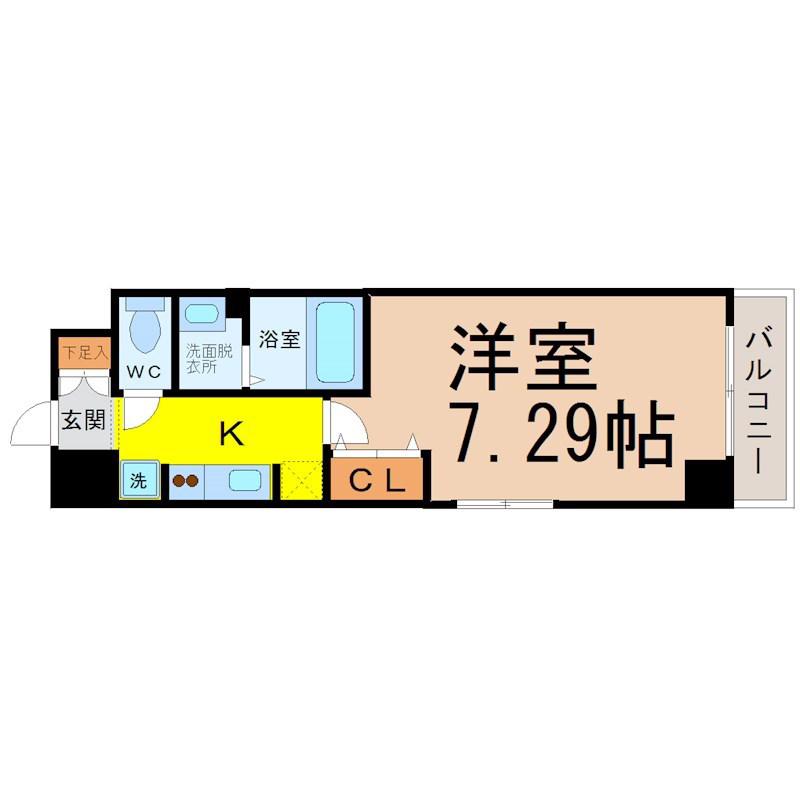 ESTACION KANAYAMA ウエスト(1K/9階)の間取り写真