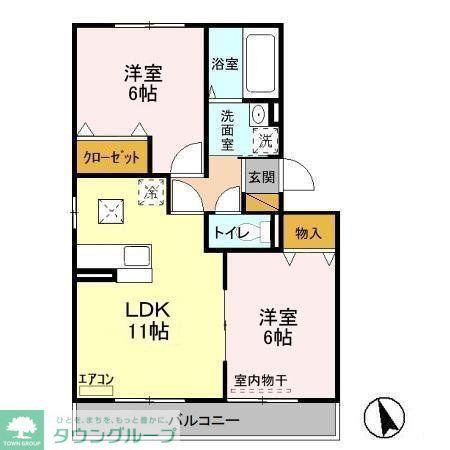 ル・シエル(2LDK/1階)の間取り写真