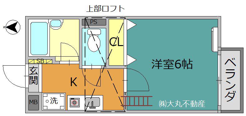 パークフロント北綾瀬B(1K/2階)の間取り写真
