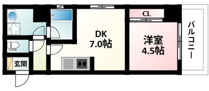 アスール江坂3RD(1DK/11階)の間取り写真