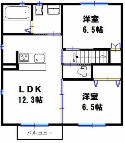 カームアンシャンテ(2LDK/2階)の間取り写真