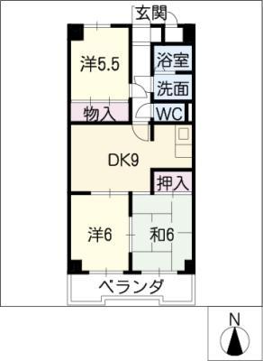ルミエール日進I(3DK/5階)の間取り写真