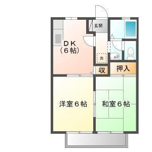 ジュネスかしわばら(2DK/1階)の間取り写真