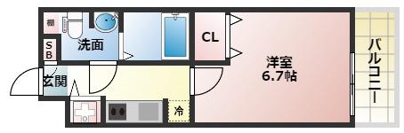 サムティ天王寺イースト(1K/3階)の間取り写真