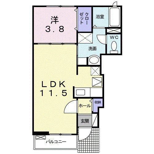 アイ・ライク・ホーム(1LDK/1階)の間取り写真