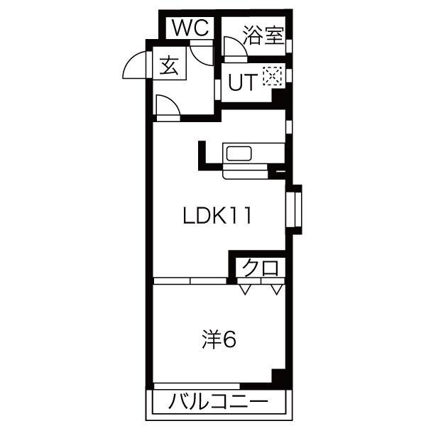 ウイスタリア荒子(1LDK/3階)の間取り写真
