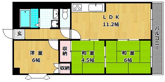 パークヒルズ(3LDK/3階)の間取り写真