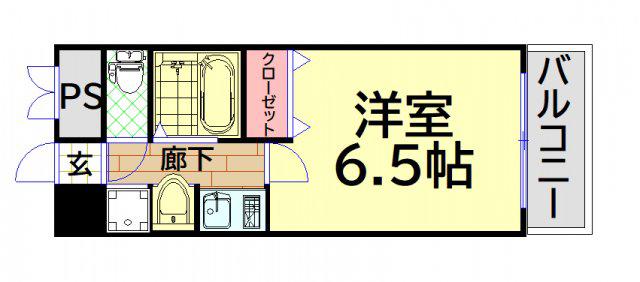 プレサンス難波リバーオアシス(1K/4階)の間取り写真
