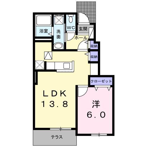 ミニュート ワルツ II(1LDK/1階)の間取り写真
