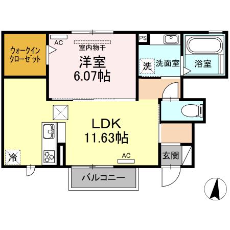 GLAN M.T(1LDK/1階)の間取り写真