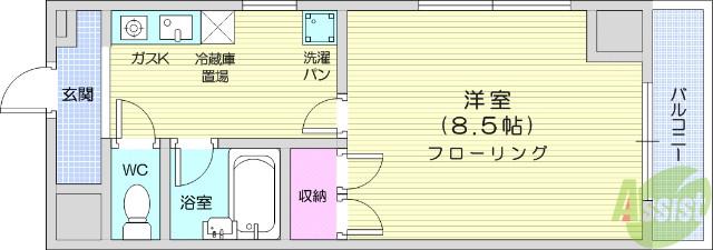 クリスタルハイツみねぎし(1K/3階)の間取り写真