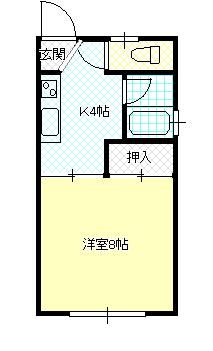 コーポプラム(1K/2階)の間取り写真