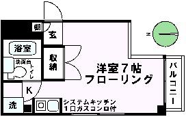 ニューフィールド(ワンルーム/1階)の間取り写真