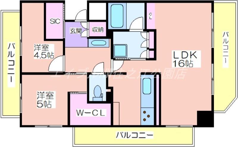 リベール帝塚山東(3LDK/6階)の間取り写真