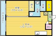 プリンセス片野I(1LDK/7階)の間取り写真