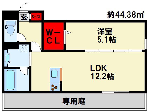 HABITAT YOSHINO(1LDK/1階)の間取り写真