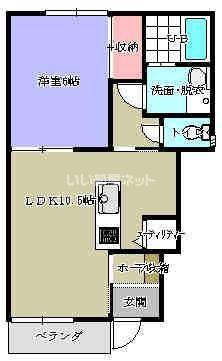 コンフォート秋桜(1LDK/1階)の間取り写真