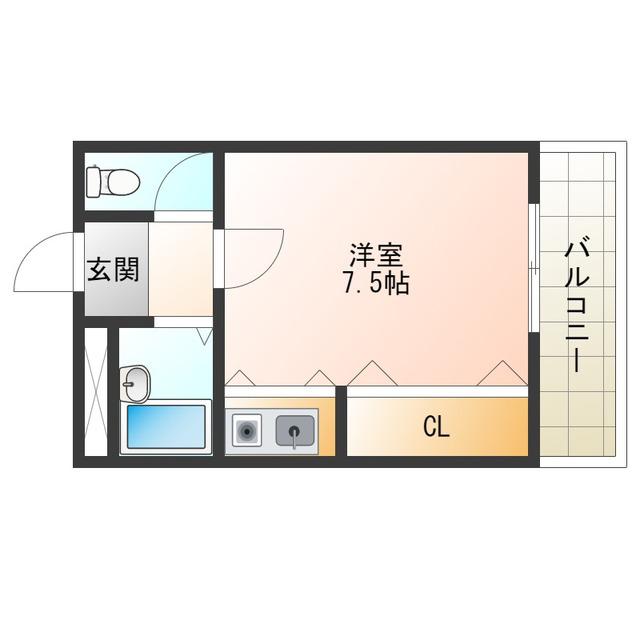 アクシリア高見(ワンルーム/3階)の間取り写真
