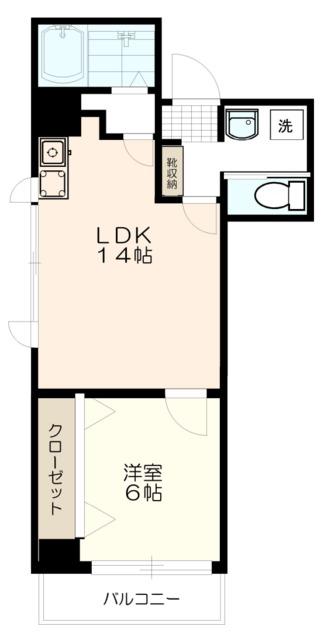オーロラ三田(1LDK/9階)の間取り写真