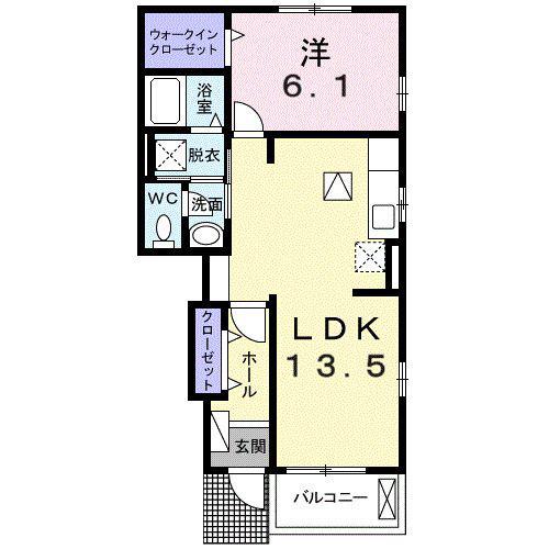 モデラート(1LDK/1階)の間取り写真